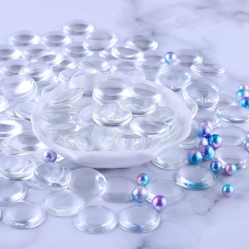 HAUTOCO 120 Pieces Transparent Glass Dome Cabochons Round Cabochons Tiles, Non-calibrated Round 1 inch/25mm for Craft Cameo Pendants Photo Jewelry Necklaces - Image 3